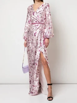 Bishop Sleeve Floral Print Charm Gown