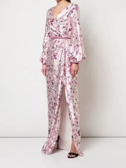 Bishop Sleeve Floral Print Charm Gown
