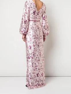 Bishop Sleeve Floral Print Charm Gown