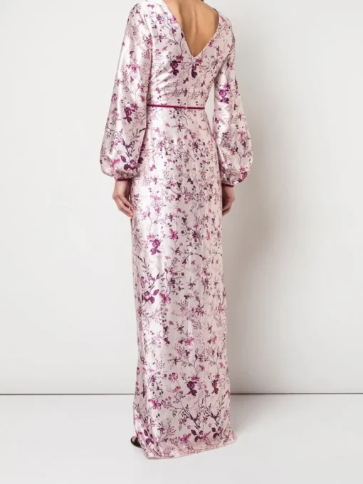Bishop Sleeve Floral Print Charm Gown