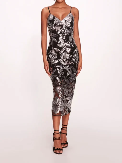 Botanical Sequin Midi Dress