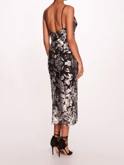 Botanical Sequin Midi Dress