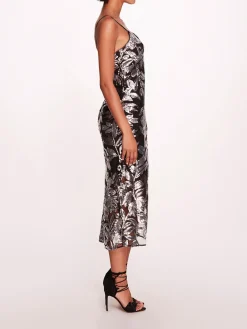 Botanical Sequin Midi Dress