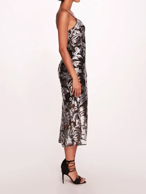 Botanical Sequin Midi Dress