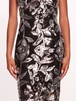 Botanical Sequin Midi Dress