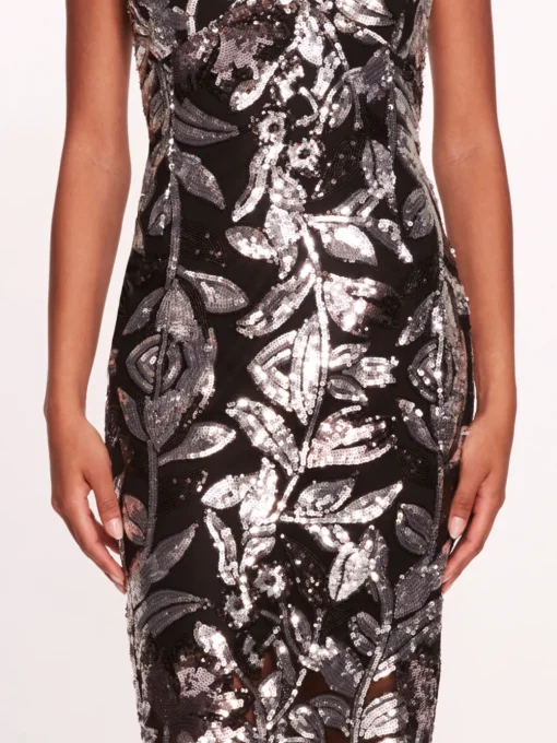 Botanical Sequin Midi Dress