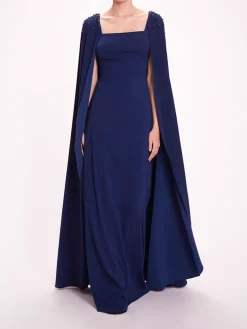 Embellished Cape Gown