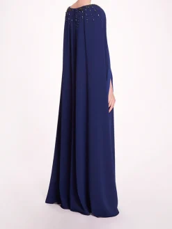 Embellished Cape Gown