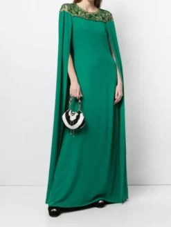 Embroidered Cape Dress