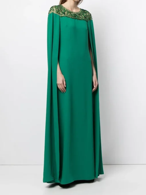 Embroidered Cape Dress