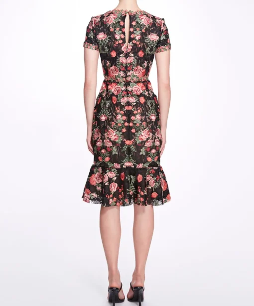 Embroidered Guipure V-neck Cocktail