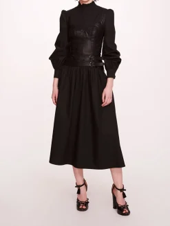 Faux Leather Poplin Corset Dress