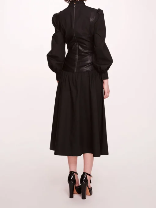 Faux Leather Poplin Corset Dress