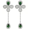 Floral White Gold Drop Earrings