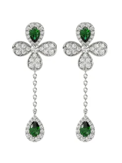 Floral White Gold Drop Earrings