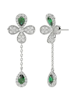 Floral White Gold Drop Earrings