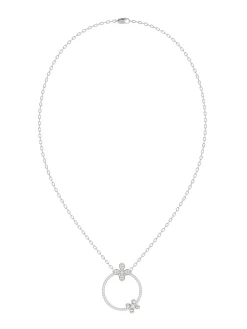 Floral White Gold Pendant Necklace