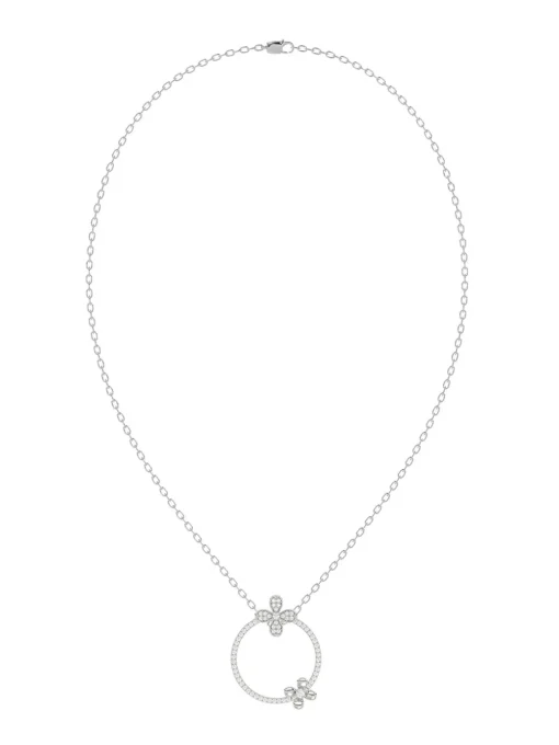 Floral White Gold Pendant Necklace