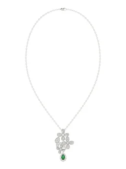 Floral White Gold Pendant Necklace