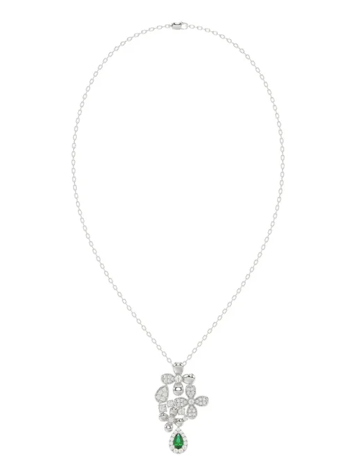 Floral White Gold Pendant Necklace