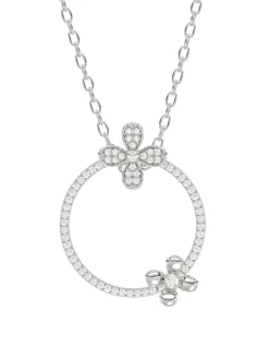 Floral White Gold Pendant Necklace