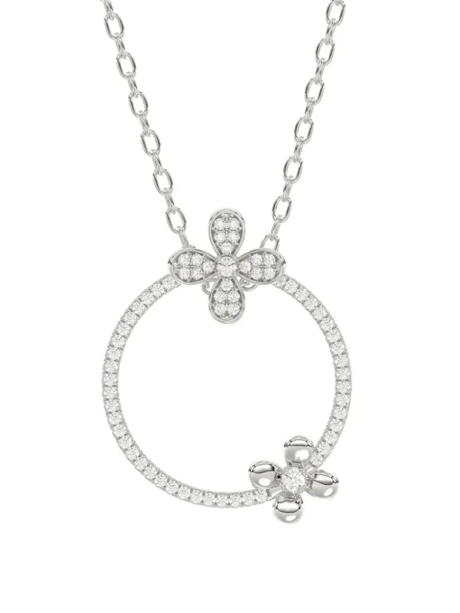 Floral White Gold Pendant Necklace