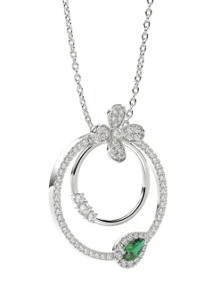 Floral White Gold Pendant Necklace