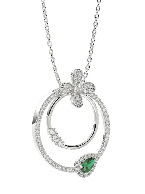 Floral White Gold Pendant Necklace