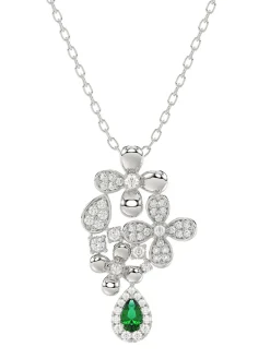 Floral White Gold Pendant Necklace