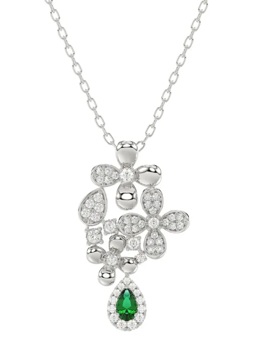 Floral White Gold Pendant Necklace