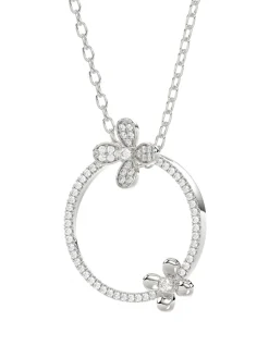 Floral White Gold Pendant Necklace