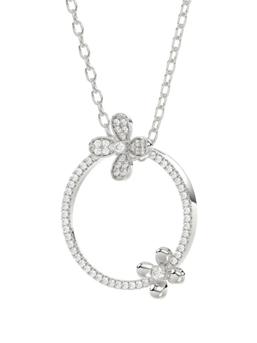 Floral White Gold Pendant Necklace