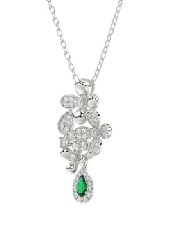 Floral White Gold Pendant Necklace