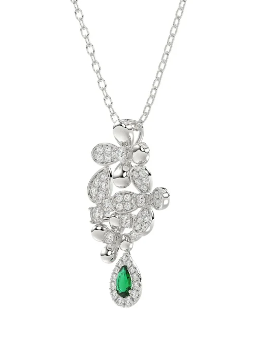Floral White Gold Pendant Necklace