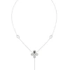Floral White Gold Y Necklace