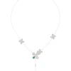 Floral White Gold Y Necklace