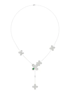 Floral White Gold Y Necklace
