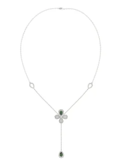 Floral White Gold Y Necklace