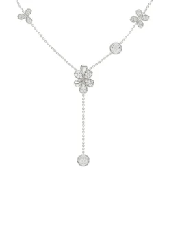 Floral White Gold Y Necklace