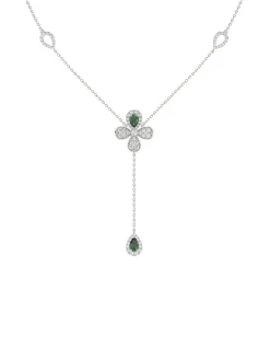 Floral White Gold Y Necklace