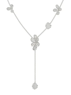 Floral White Gold Y Necklace