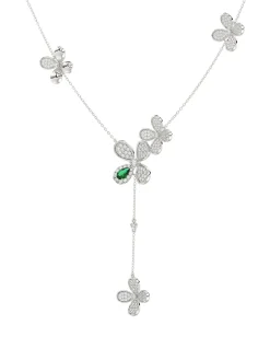 Floral White Gold Y Necklace