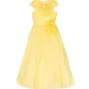 Flower-Embellished Crepe Gown