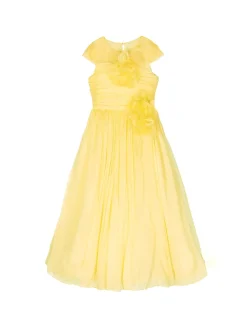 Flower-Embellished Crepe Gown