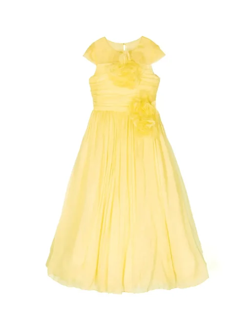 Flower-Embellished Crepe Gown