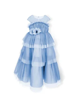 Flower-Embellished Tulle Gown