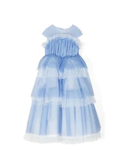 Flower-Embellished Tulle Gown
