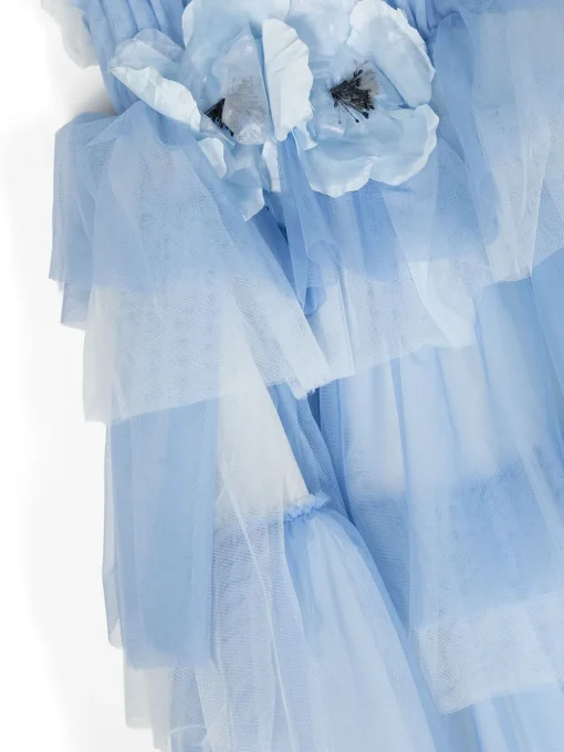 Flower-Embellished Tulle Gown