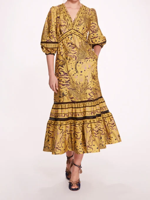 Flying Cheetah Tiered Midi Dress