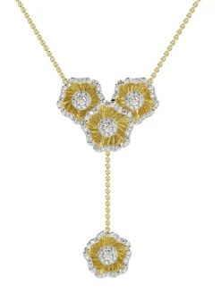 Halo Flower Rose Gold Y Necklace